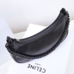 Celine Ava Chain Bag 25cm Smooth Calfskin Moon-Shaped Hobo Bag with Chunky Metal Chain Strap 5