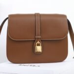 CELINE TABOU Medium Shoulder Bag 22cm Smooth Tan Calfskin Vintage Inspired Crossbody Bag with Gold Padlock Hardware 5