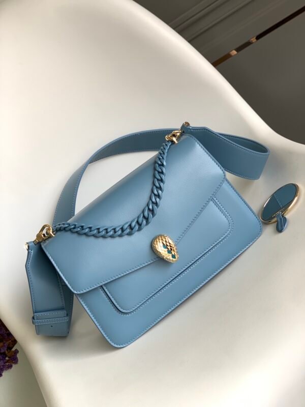 55 Bvlgari Serpenti Forever Maxi Chain Crossbody Bag 25cm Calf Leather Shoulder Handbag with Snakehead Closure 4 Colors