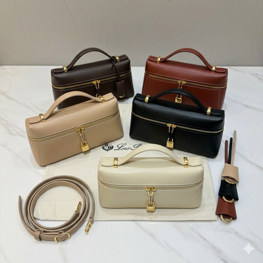 Loro Piana Extra Bag L23 Smooth Calfskin Top Handle Crossbody Bag 23cm for Women Aesthetic Vanity Case Handbag Loro Piana Extra Bag L23 Smooth Calfskin Top Handle Crossbody Bag 23cm for Women Aesthetic Vanity Case Handbag