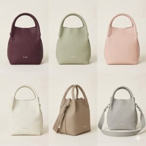 Loro Piana Medium Bale Bag Grained Calfskin Minimalist Bucket Bag with Detachable Shoulder Strap 6 Colors