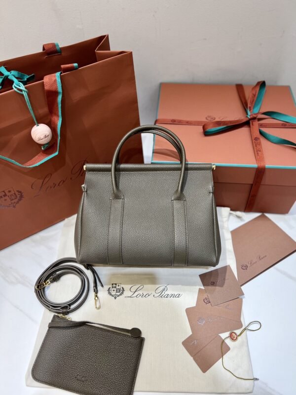 Loro Piana Loom L25 Handbag 25cm Tender Calfskin Leather Top-Handle Bag with Crossbody Strap and Iconic Padlock