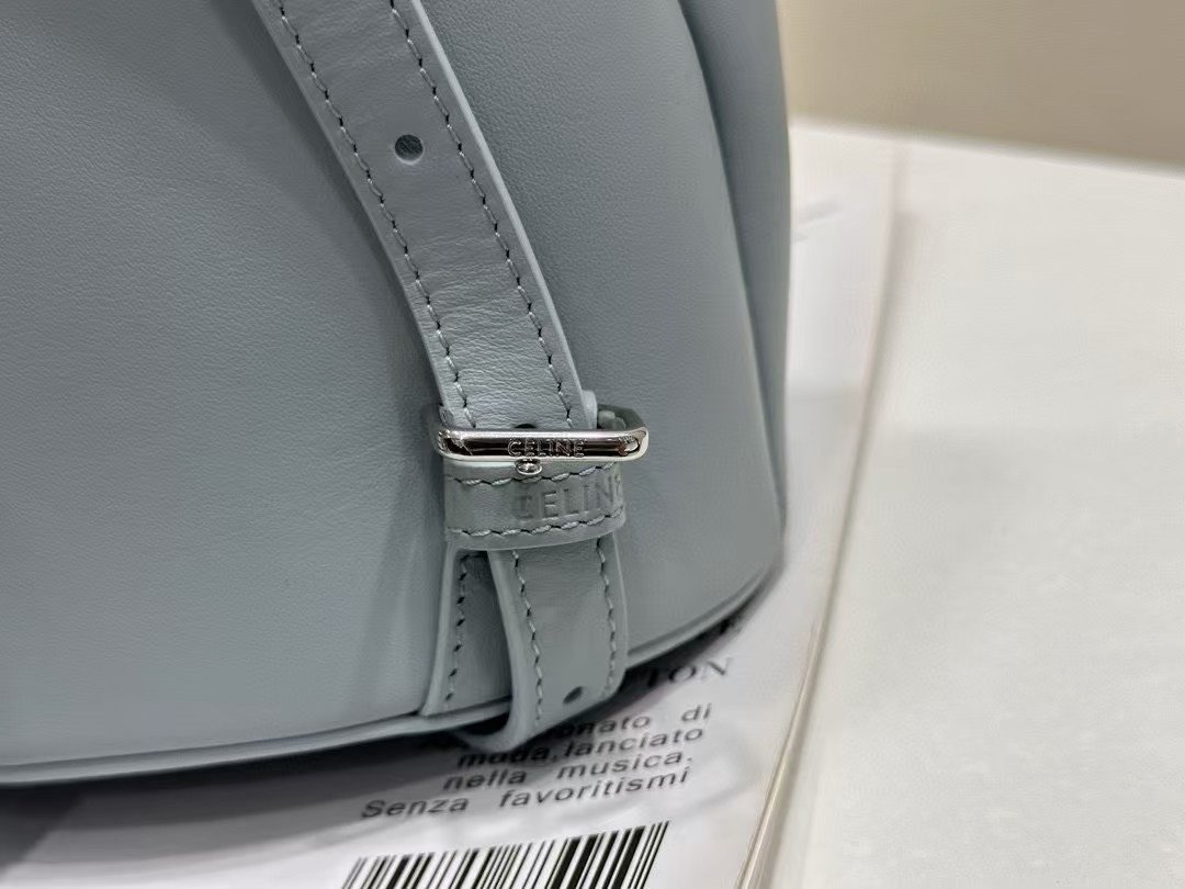 Celine Small Triomphe Backpack Shiny Calfskin Pale Blue Mini Rucksack for Women – Image 6 Celine Small Triomphe Backpack Shiny Calfskin Pale Blue Mini Rucksack for Women – Image 6