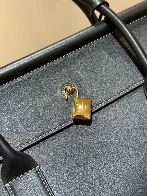 6 Loro Piana Loom L32 Grained Calfskin Handbag 33cm Designer Tote Bag with Padlock & Pouch