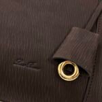 Loro Piana Loom L32 Handbag 33cm Dark Brown Grained Calfskin Leather Tote with Signature Gold Padlock and Key