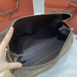 Loro Piana Extra Softy L33 Bag 33cm Herringbone Wool and Chocolate Grainy Leather Women’s Elongated Crossbody Handbag