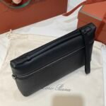 Loro Piana Extra Pouch L29 Grained Calfskin Clutch 29cm Minimalist Designer Lunch Box Bag Detachable Wristlet