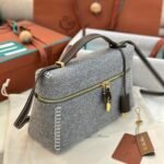 Exclusive Loro Piana L27 Vanity Case Cashmere & Imported Calfskin Structured Handbag Superior Craftsmanship Upgraded Edition Exclusive Loro Piana L27 Vanity Case Cashmere & Imported Calfskin Structured Handbag Superior Craftsmanship Upgraded Edition