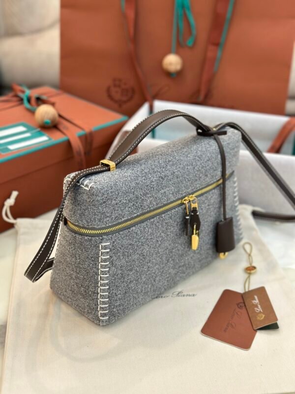 6 Exclusive Loro Piana L27 Vanity Case Cashmere & Imported Calfskin Structured Handbag Superior Craftsmanship Upgraded Edition