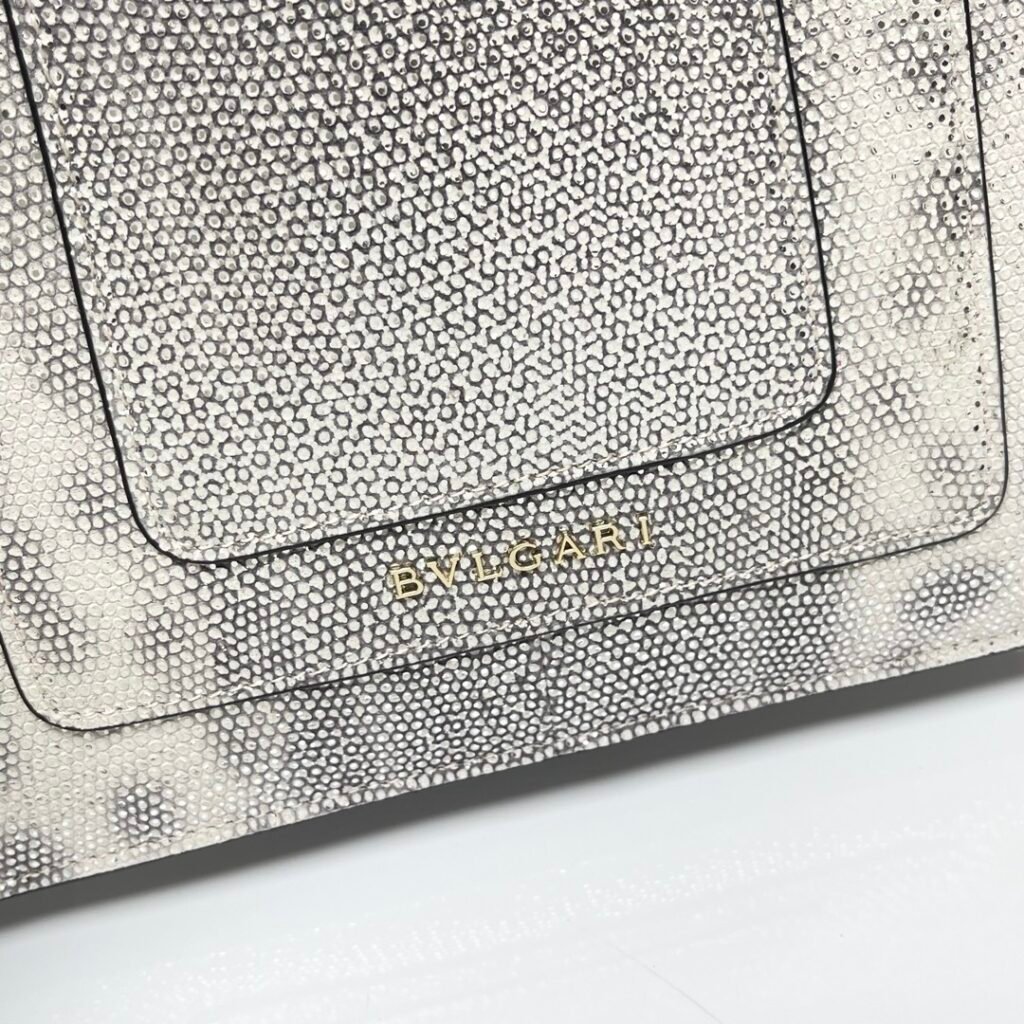 BVLGARI Serpenti Forever Silver-White Karung Skin Shoulder Bag Snakeskin Crossbody Handbag 20cm – Image 6