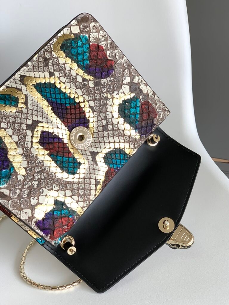BVLGARI Serpenti Forever Shoulder Bag Rare Lunar Multi-Color Python Leather Crossbody Bag with Snakehead Buckle 20cm/27cm – Image 7 BVLGARI Serpenti Forever Shoulder Bag Rare Lunar Multi-Color Python Leather Crossbody Bag with Snakehead Buckle 20cm/27cm – Image 7