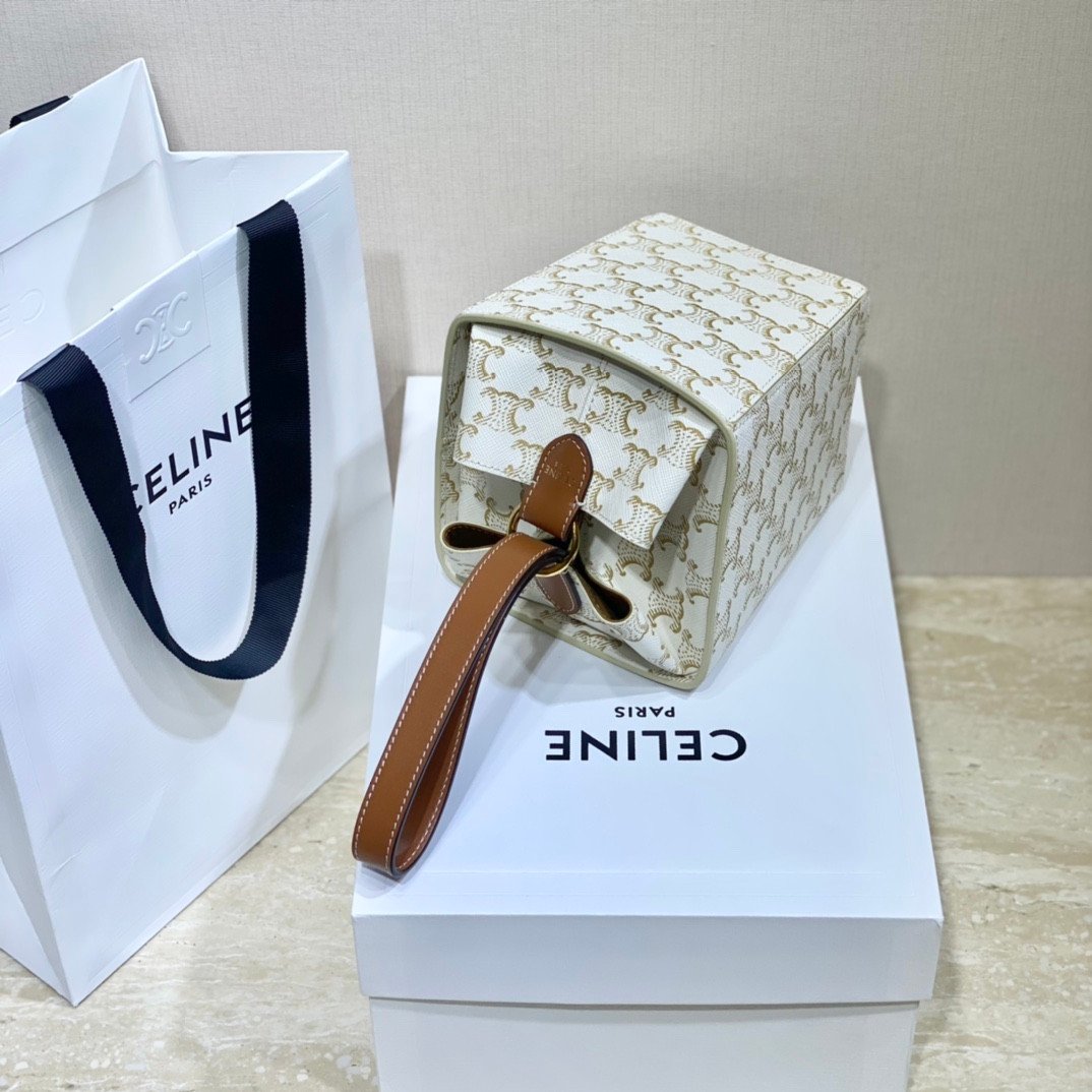 CELINE Triomphe Canvas Strap Box Small Handbag 2021 Winter Runway Collection 10.5×14.5cm 6