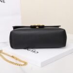 Celine Triomphe Chain Bag 25cm Supple Calfskin and Signature Canvas Medium Flap Shoulder Bag with Gold-Tone Hardware 6