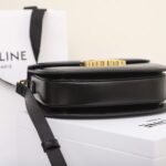 CELINE Teen Besace Triomphe Bag 18.5cm Shiny Calfskin Leather Crossbody Saddle Bag for Women 6