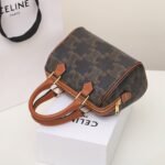 Celine Triomphe Canvas Small Boston Bag 19.5cm Vintage-Inspired Luxury Pillow Bag with Italian Leather Trim 6
