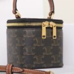 CELINE Mini Vanity Case 9.5cm Triomphe Canvas with Calfskin Leather Small Crossbody Vanity Box Bag 6