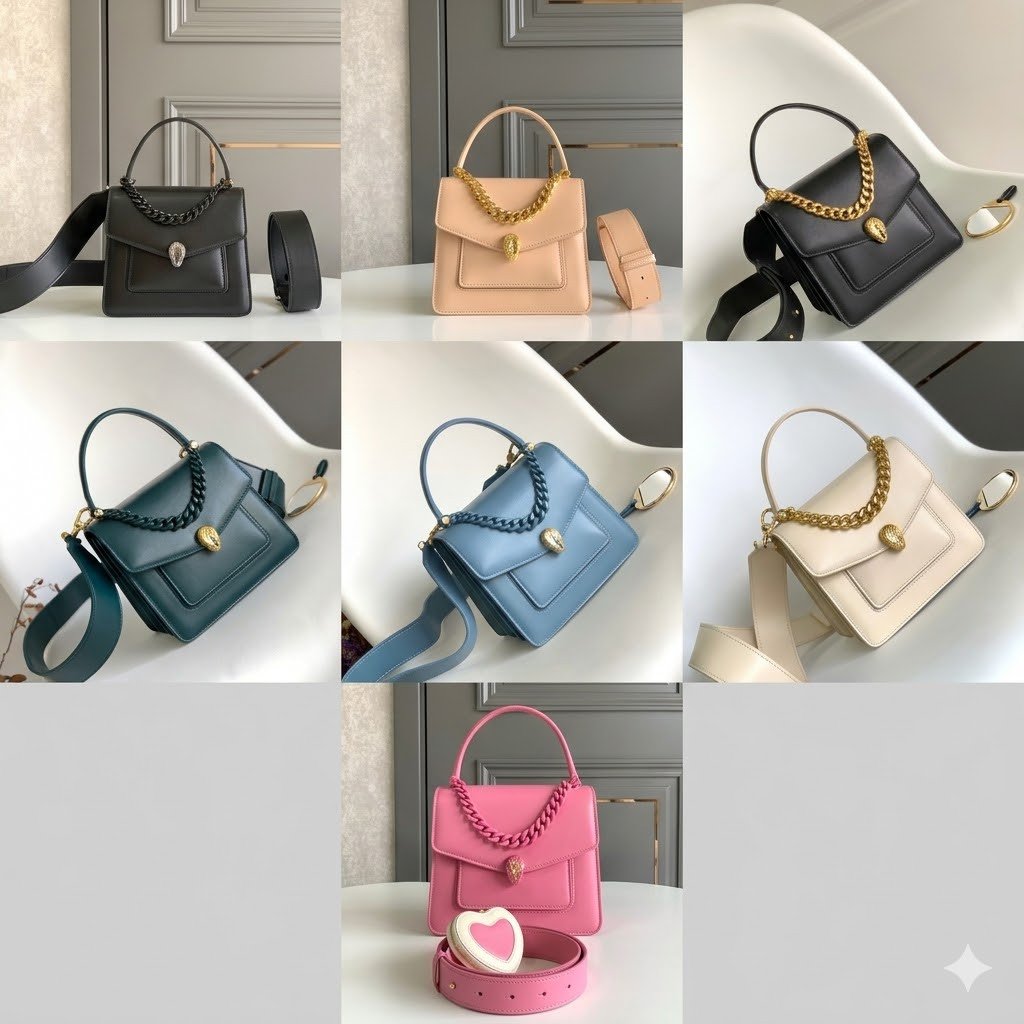 BVLGARI Serpenti Forever Bag 18cm 7 Iconic Colors Lambskin Top Handle Bag – Image 1 BVLGARI Serpenti Forever Bag 18cm 7 Iconic Colors Lambskin Top Handle Bag – Image 1