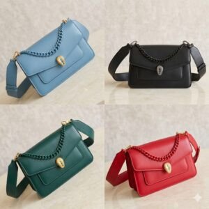 Bvlgari Serpenti Forever Maxi Chain Crossbody Bag 25cm Calf Leather Shoulder Handbag with Snakehead Closure 4 Colors Bvlgari Serpenti Forever Maxi Chain Crossbody Bag 25cm Calf Leather Shoulder Handbag with Snakehead Closure 4 Colors