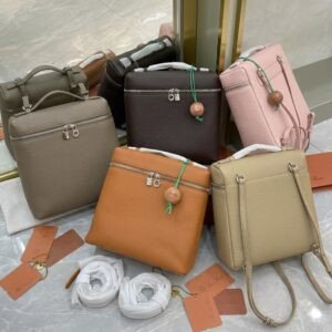 Loro Piana Extra Pocket L23.5 Backpack Grained Calfskin Convertible Handbag with Signature Charms Loro Piana Extra Pocket L23.5 Backpack Grained Calfskin Convertible Handbag with Signature Charms