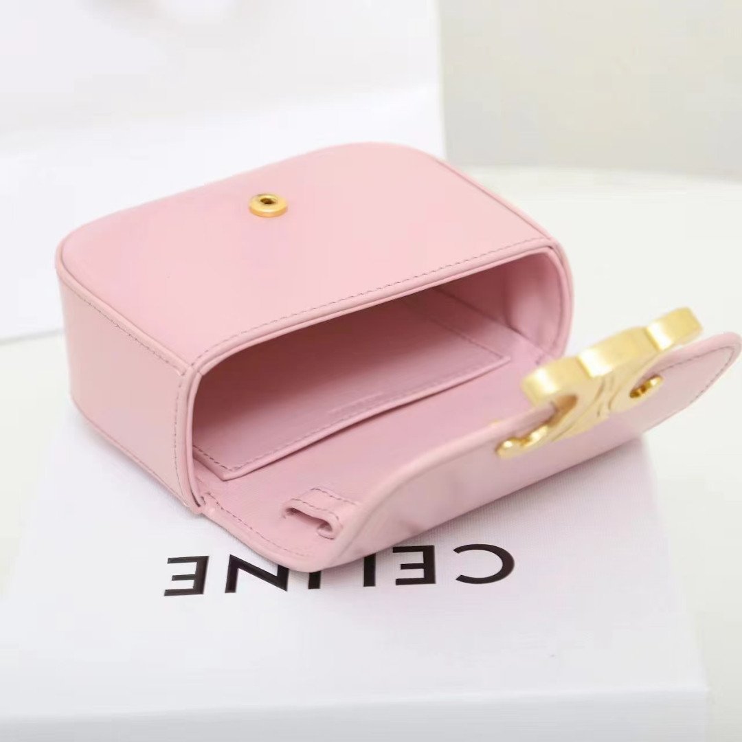 CELINE Triomphe Mini Flap Bags 11cm Luxury Small Crossbody Purse in Calfskin 3 Colors 7