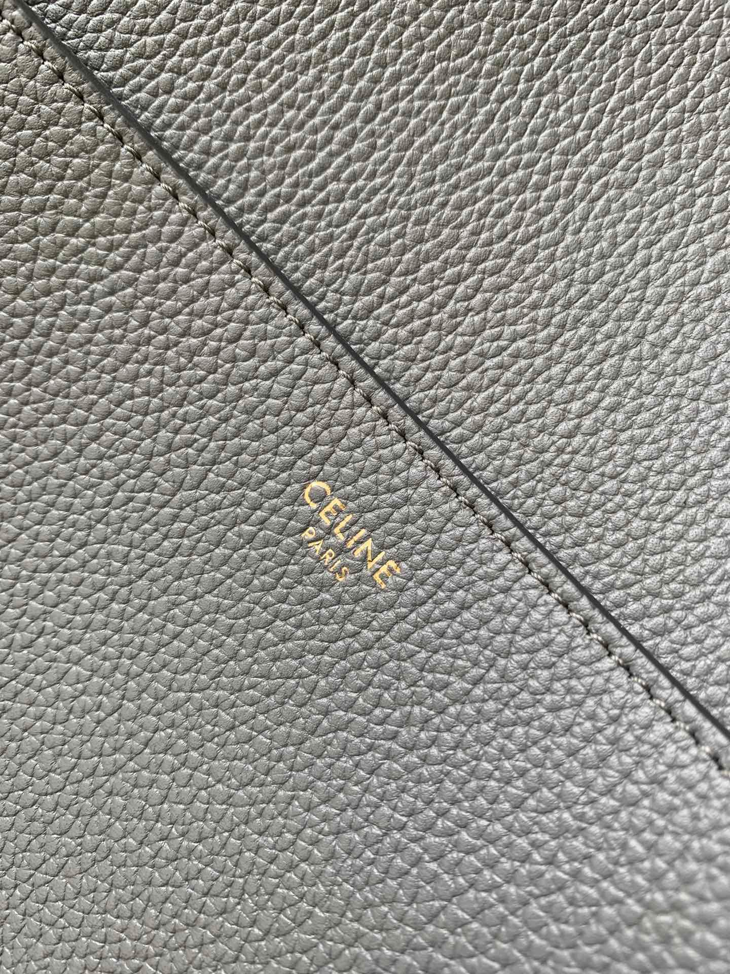 CELINE Sangle Bucket Bag 23x33cm Soft Grained Calfskin Leather Large Shoulder Tote with Removable Wool Strap for Work and Travel 7