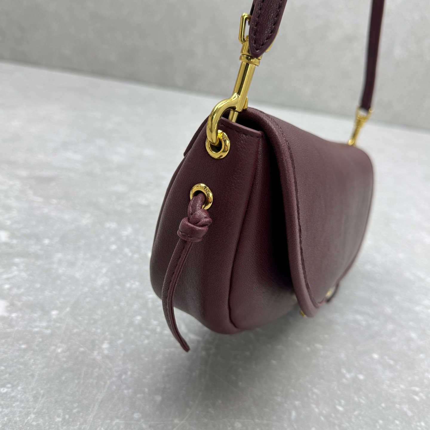Celine Half-Moon Hobo Bag 25cm Triomphe Oil-Waxed Leather Underarm Bag with Gold Hardware