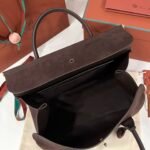Loro Piana Loom L32 Handbag 33cm Dark Brown Grained Calfskin Leather Tote with Signature Gold Padlock and Key