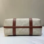Loro Piana Ghiera Shopper Large Canvas Tote Bag 40cm Shoulder Bag for Work and Travel with Grained Leather Trim
