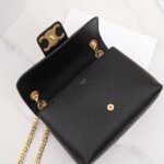 Celine Triomphe Chain Bag 25cm Supple Calfskin and Signature Canvas Medium Flap Shoulder Bag with Gold-Tone Hardware 7