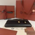 Loro Piana Extra L29 Clutch Bag 29cm Saddle Leather Elegant Handmade Designer Leather Handheld Purse with Signature Gold Padlock
