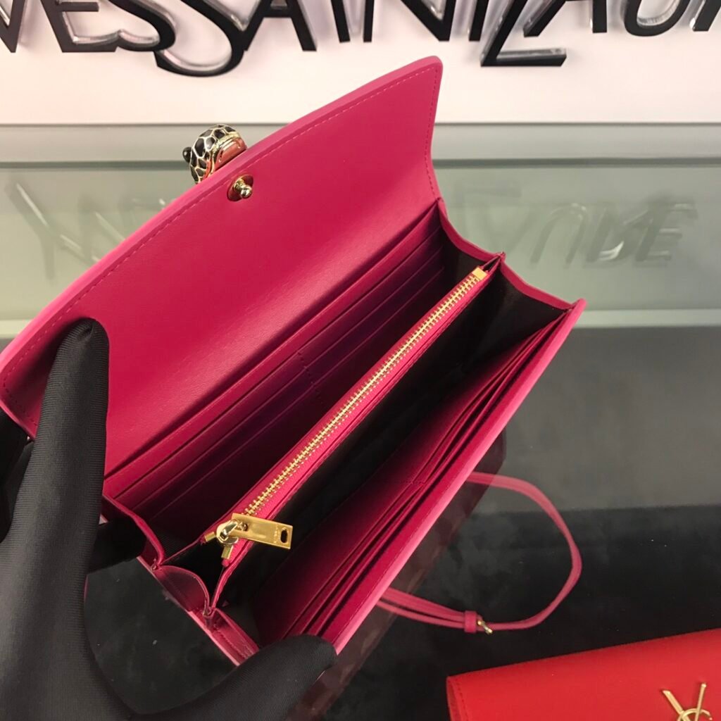 Bvlgari Magenta Leather Continental Zipper Wallet 19cm Authentic Serpenti Head Crossbody Chain Shoulder Bag – Image 7 Bvlgari Magenta Leather Continental Zipper Wallet 19cm Authentic Serpenti Head Crossbody Chain Shoulder Bag – Image 7