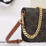 CELINE Triomphe Canvas and Calfskin 3-in-1 Chain Shoulder Bag 20.5cm Parisian Chic Crossbody and Underarm Bag 7