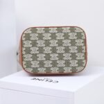 Celine Triomphe Canvas Bucket Bag 30cm Vintage Embroidered Shoulder Bag Calfskin Leather Large Capacity Designer Hobo Bag 7