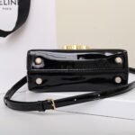 CELINE Triomphe Mirror Patent Leather Top Handle Bag 20cm Calfskin Small Trapezoid Kelly Handbag Crossbody Shoulder Purse 7