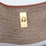 Celine Small 16 Bucket Bag 23x25cm Textile and Calfskin Striped Woven Pattern Designer Handbag with Detachable Pouch 7
