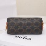 CELINE Triomphe Canvas and Calfskin Mini Chain Clutch Bag Italian Leather Shell Pouch for Women Crossbody Shoulder Bag 7