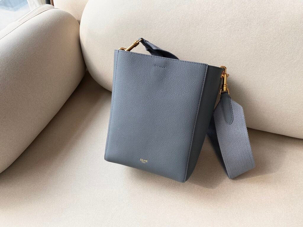 Celine Sangle Bucket Bag Small Grained Calfskin 11 Colors Shoulder Bag with Wool Strap &ndash; Image 12