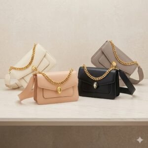 BVLGARI Serpenti Forever Shoulder Bag In Nappa Leather 25cm Snakehead Crossbody Handbag With Chunky Chain 4 Colors