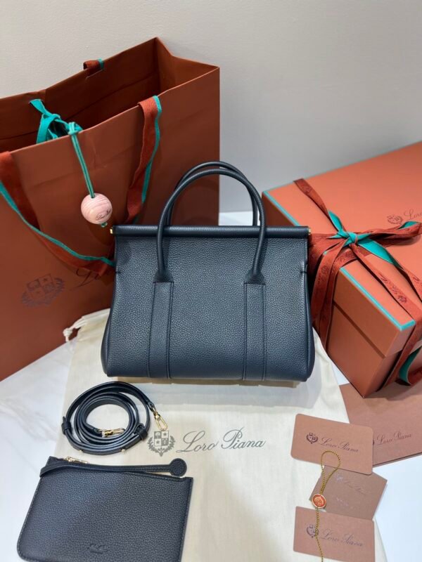 Loro Piana Loom L25 Handbag 25cm Tender Calfskin Leather Top-Handle Bag with Crossbody Strap and Iconic Padlock