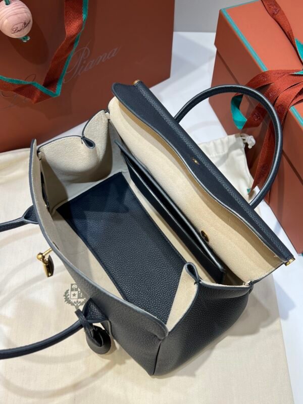 Loro Piana Loom L25 Handbag 25cm Tender Calfskin Leather Top-Handle Bag with Crossbody Strap and Iconic Padlock