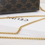 CELINE Triomphe Canvas and Calfskin Mini Chain Clutch Bag Italian Leather Shell Pouch for Women Crossbody Shoulder Bag 8