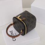 CELINE Mini Vanity Case 9.5cm Triomphe Canvas with Calfskin Leather Small Crossbody Vanity Box Bag 8