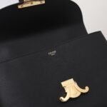 CELINE NINO Top Handle Bag 26cm Black Grained Calfskin with Gold Triomphe Hardware Luxury Crossbody Handbag 8