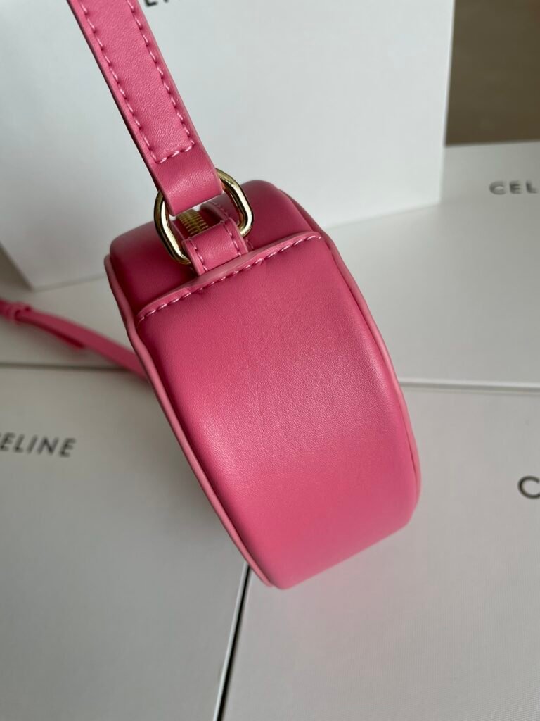 CELINE Triomphe Oval Purse 16cm Smooth Calfskin 6 Colors Small Mooncake Bag &ndash; Image 9