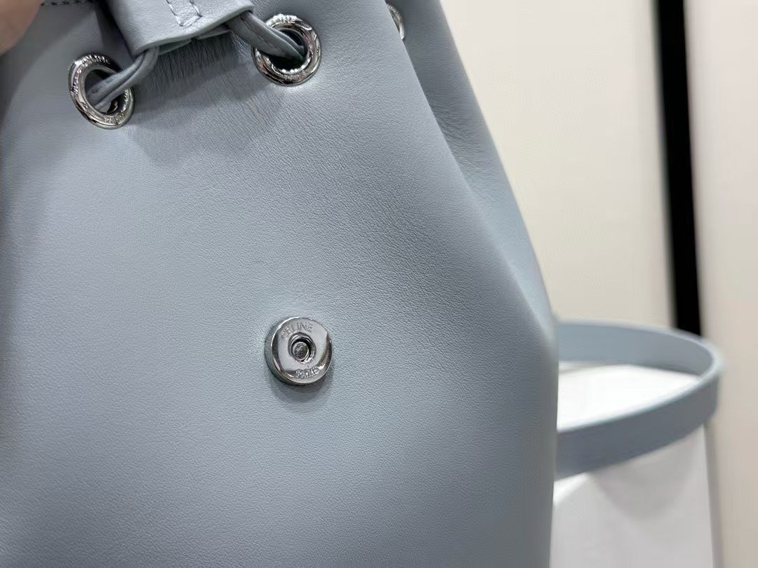 Celine Small Triomphe Backpack Shiny Calfskin Pale Blue Mini Rucksack for Women – Image 8 Celine Small Triomphe Backpack Shiny Calfskin Pale Blue Mini Rucksack for Women – Image 8