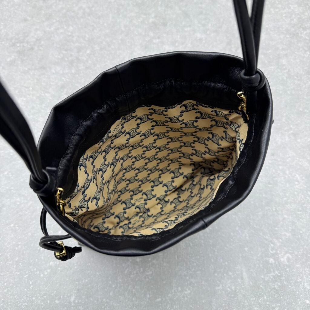 CELINE CRYSTAL Drawstring Pouch Bag 27x31cm The Ultimate Lambskin Cloud Bag – Image 5