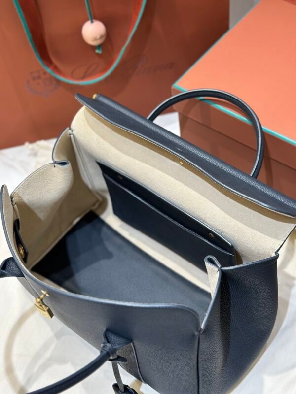 Loro Piana Loom L32 Handbag 33cm Tender Calfskin Luxury Designer Tote Bag with Gold Padlock & Removable Pouch