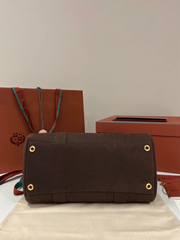 Loro Piana Loom L32 Handbag 33cm Dark Brown Grained Calfskin Leather Tote with Signature Gold Padlock and Key