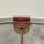 Loro Piana Ghiera Shopper Large Canvas Tote Bag 40cm Shoulder Bag for Work and Travel with Grained Leather Trim