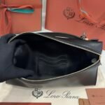 Loro Piana Extra L29 Clutch Bag 29cm Saddle Leather Elegant Handmade Designer Leather Handheld Purse with Signature Gold Padlock